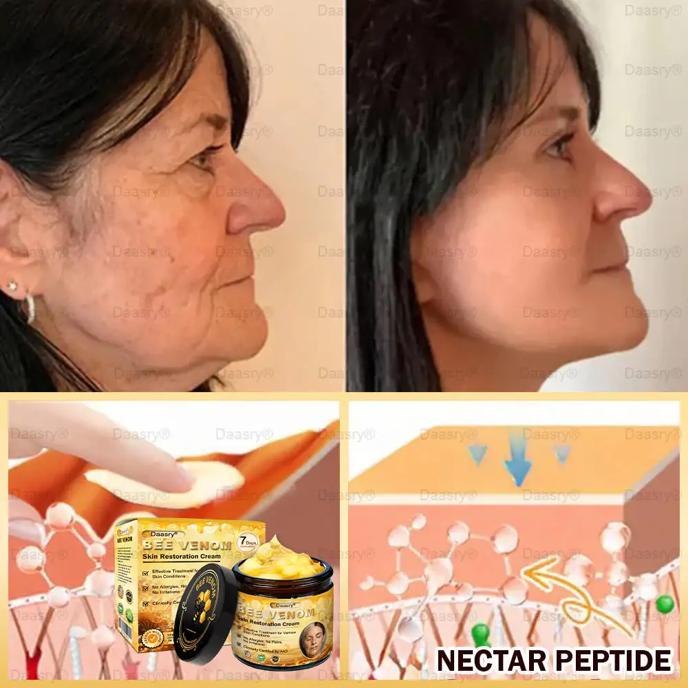 Daasry® Bee Venom Skin Repair & Anti-Aging Cream, Wrinkle Reduction, Hydrating, Brightening, Scar Healing, Sensitive Skin Relief, Even Tone